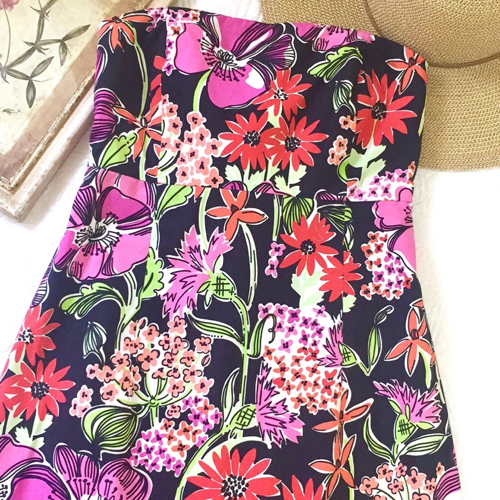 Lilly Pulitzer Sabrina Dress Black Flower Market - Picture 2 of 15